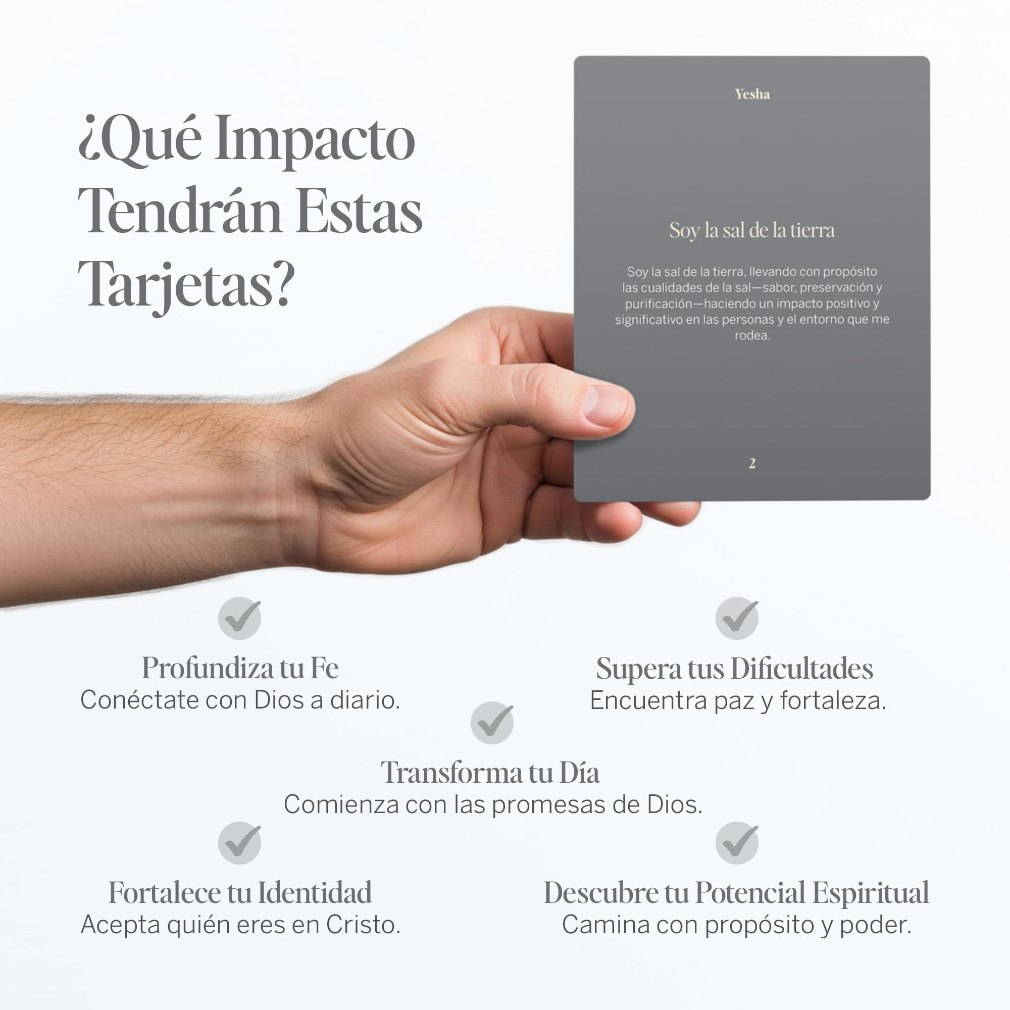 Yesha Set de Tarjetas Cristianas con Versículos y Afirmaciones para Hombres – 52 Tarjetas Diarias para Oración, Meditación y Crecimiento Espiritual – Regalo Espiritual, Positivo y Motivador