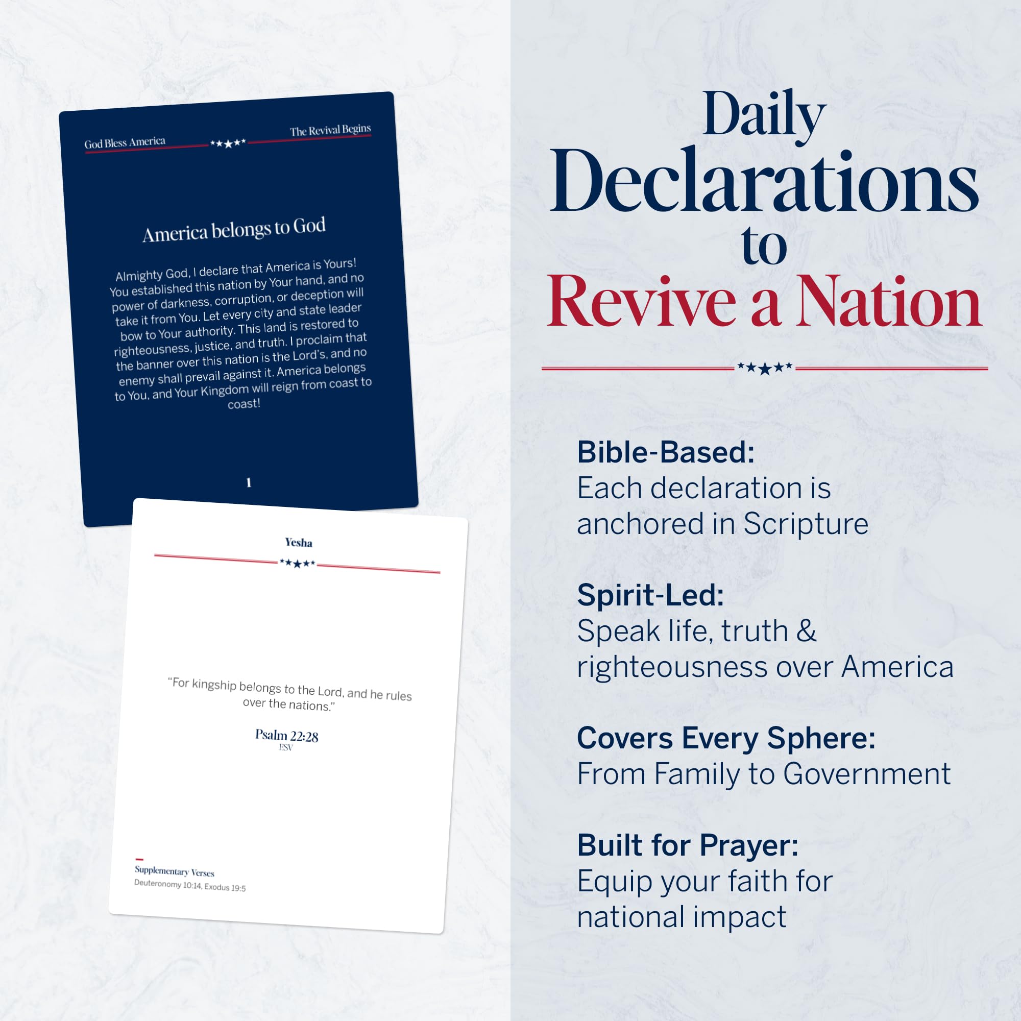 Christian Declaration Cards for America – 52 Patriotic Prayer Cards to Declare God’s Truth, Revival, and Restoration Over the Nation – Faith-Based Gift for Spiritual Awakening, Intercession, and Daily Inspiration
