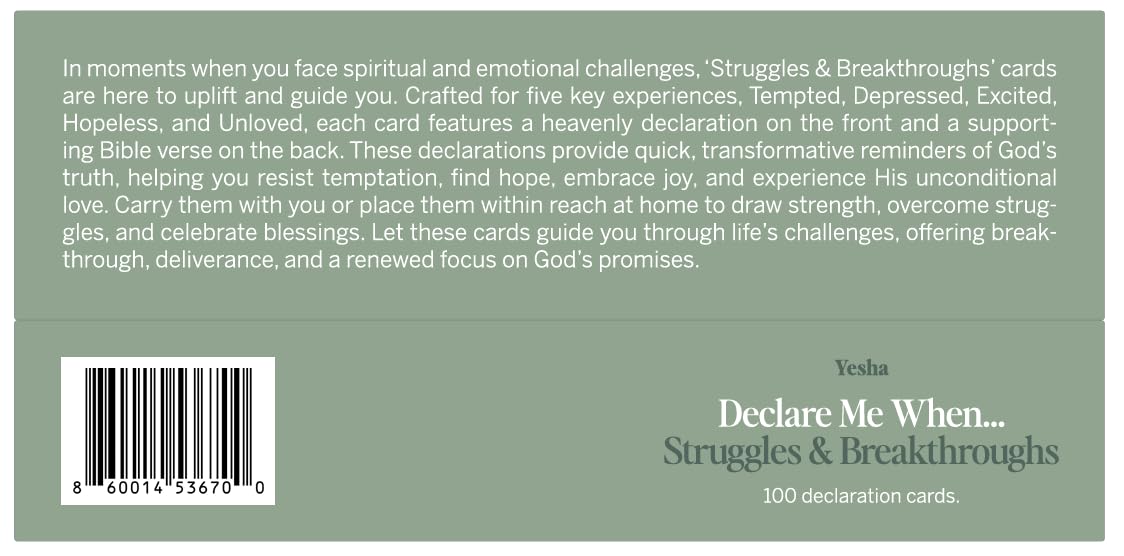 Christian Bible Verse & Declaration Cards – 100 Mini Scripture Cards for Spiritual Strength, Breakthrough, and Deliverance – Faith-Based Gift for Temptation, Depression, Hopelessness, and Inner Healing